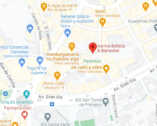 Recorte de google maps con la ubicación del centro de estética